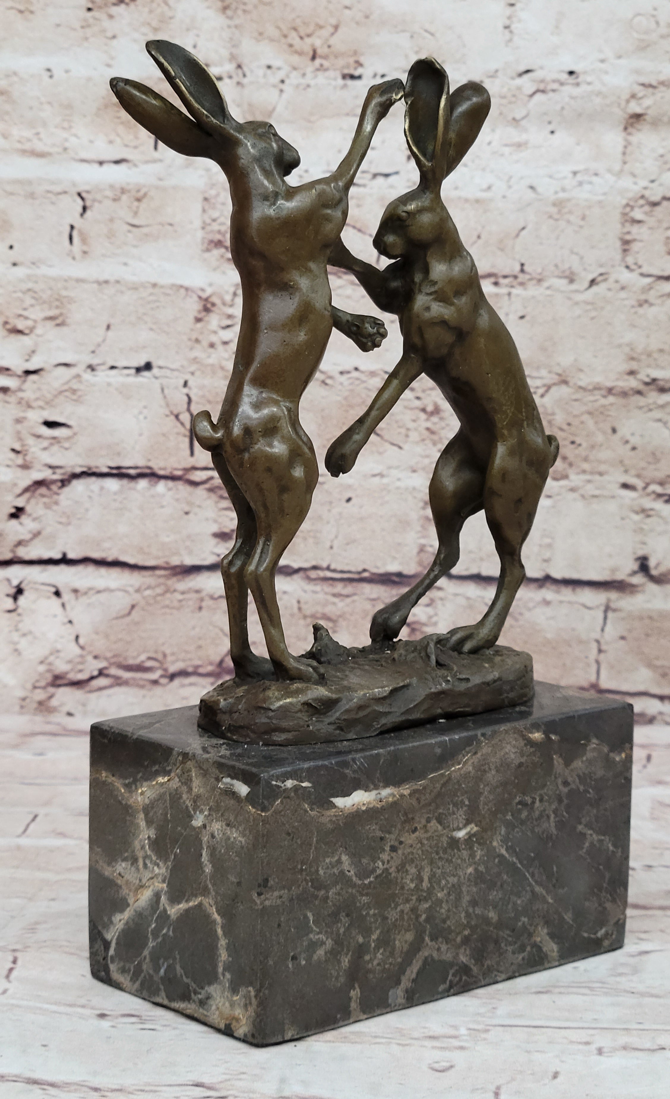 Boxing Hares Hot Cast Bronze Sculpture by Milo