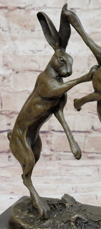 Boxing Hares Hot Cast Bronze Sculpture by Milo
