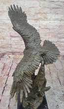 Two American Bald Eagles Fighting Bronze Sculpture Signed Art