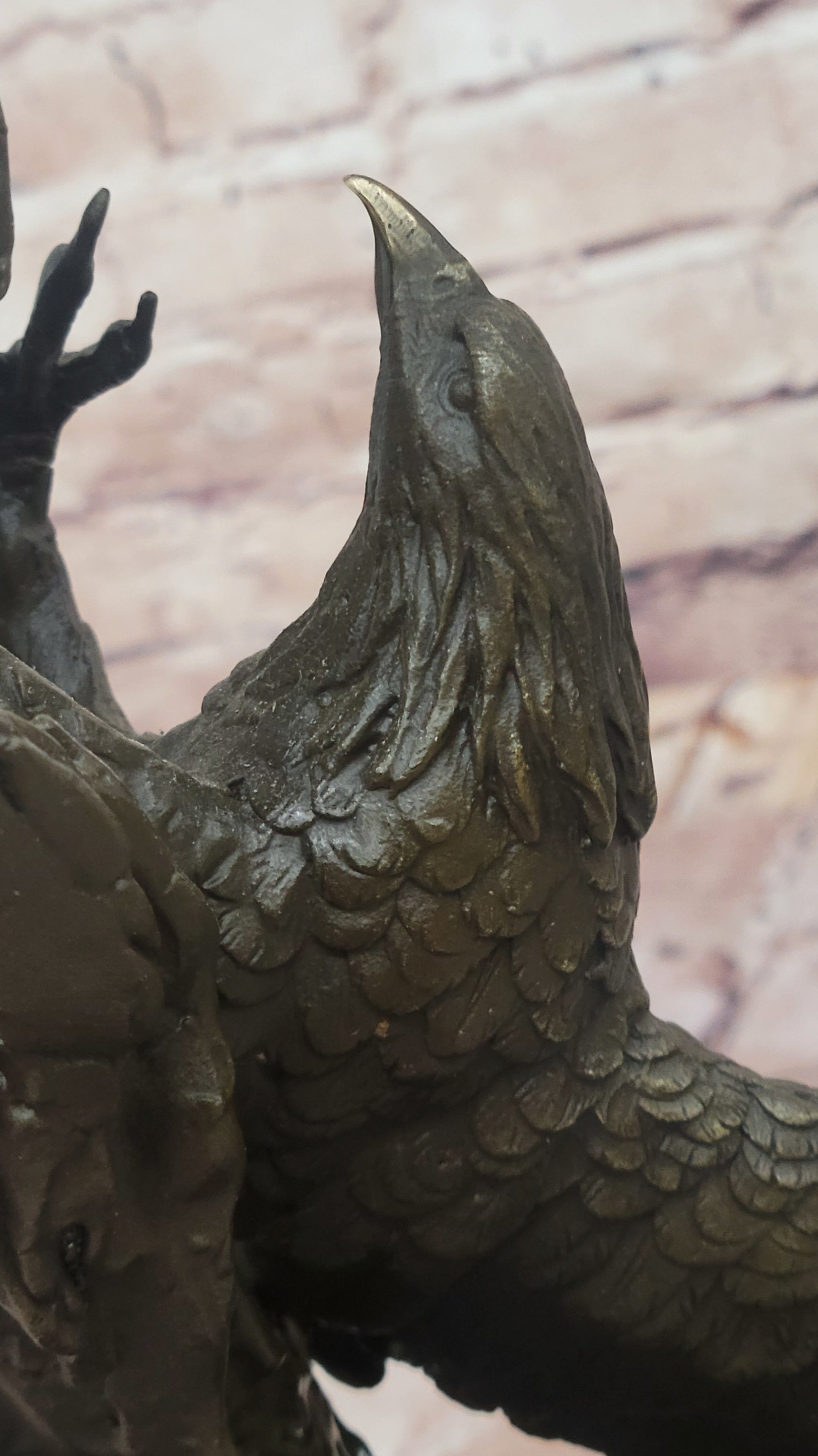 Two American Bald Eagles Fighting Bronze Sculpture Signed Art