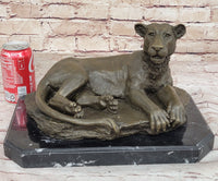 Art Deco Large Female African Wildlife Lion Bronze Sculpture