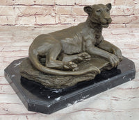 Art Deco Large Female African Wildlife Lion Bronze Sculpture