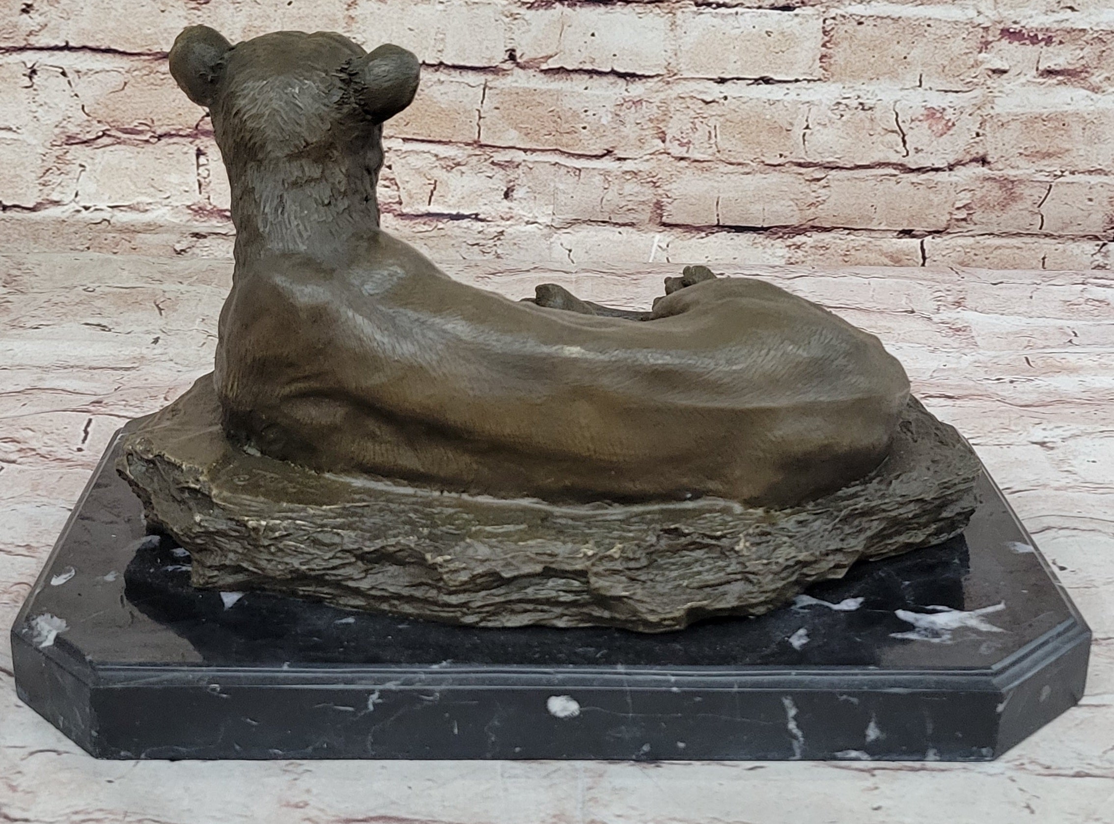 Art Deco Large Female African Wildlife Lion Bronze Sculpture