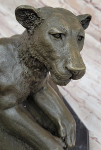Art Deco Large Female African Wildlife Lion Bronze Sculpture