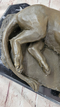 Art Deco Large Female African Wildlife Lion Bronze Sculpture