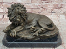 Bronze Statue Animal Roaring Lion Sculpture Garden Figurine Signed Juno