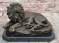 Bronze Statue Animal Roaring Lion Sculpture Garden Figurine Signed Juno