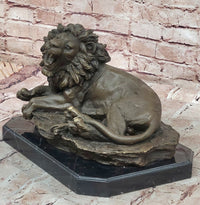 Bronze Statue Animal Roaring Lion Sculpture Garden Figurine Signed Juno