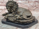 Bronze Statue Animal Roaring Lion Sculpture Garden Figurine Signed Juno