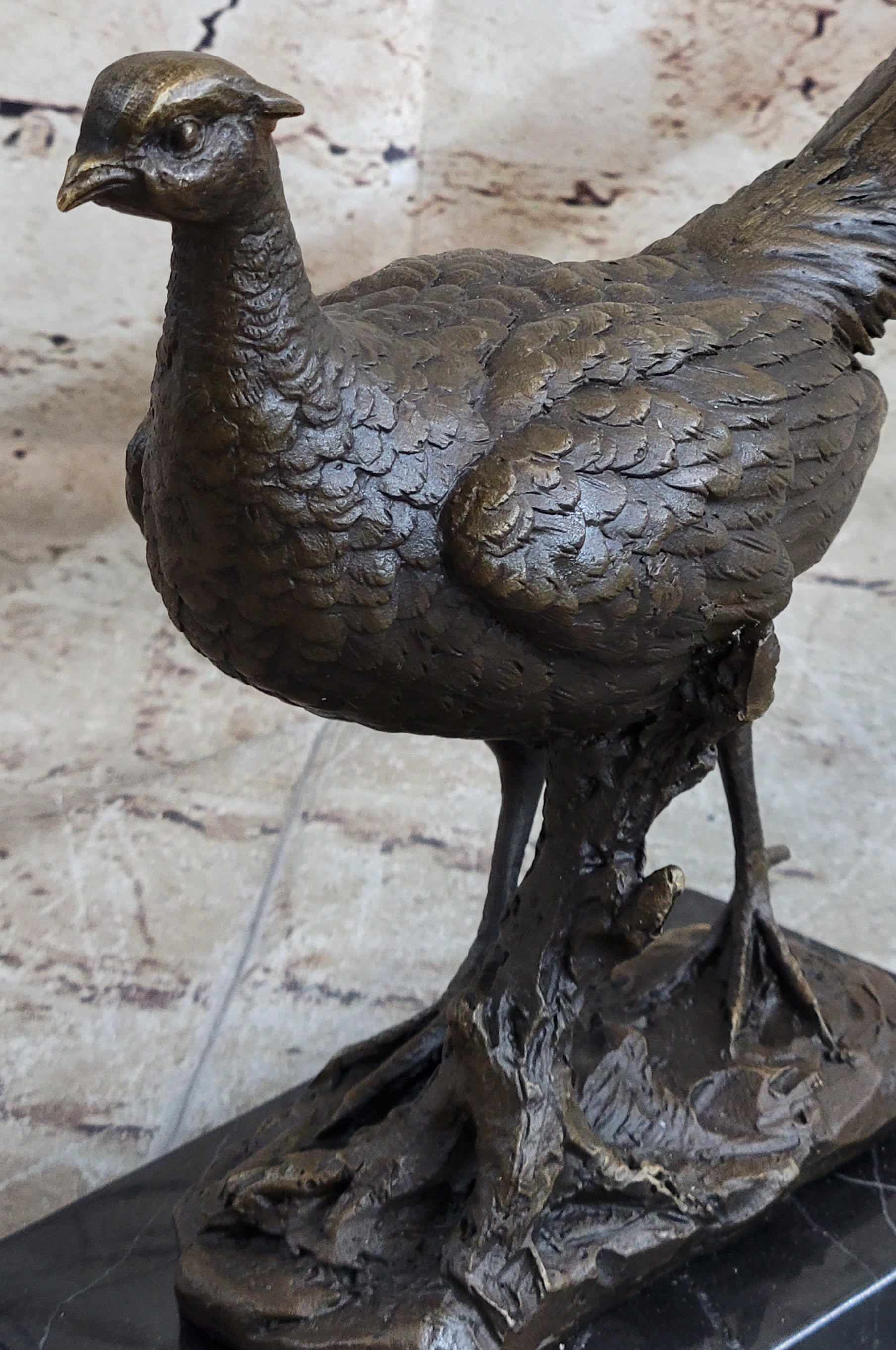 Pheasant Bronze Sculpture Grouse Hunter Wildlife Art