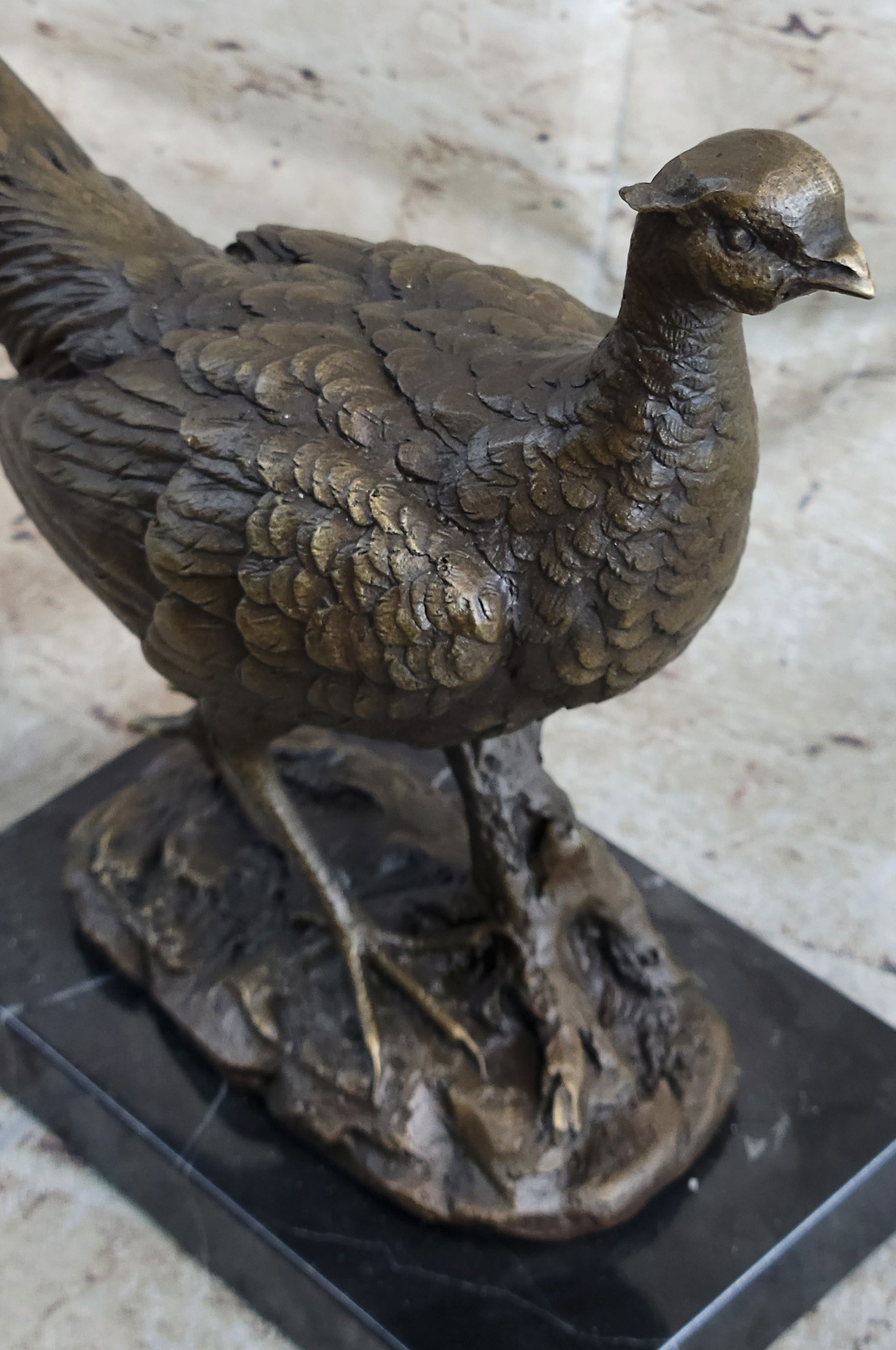 Pheasant Bronze Sculpture Grouse Hunter Wildlife Art