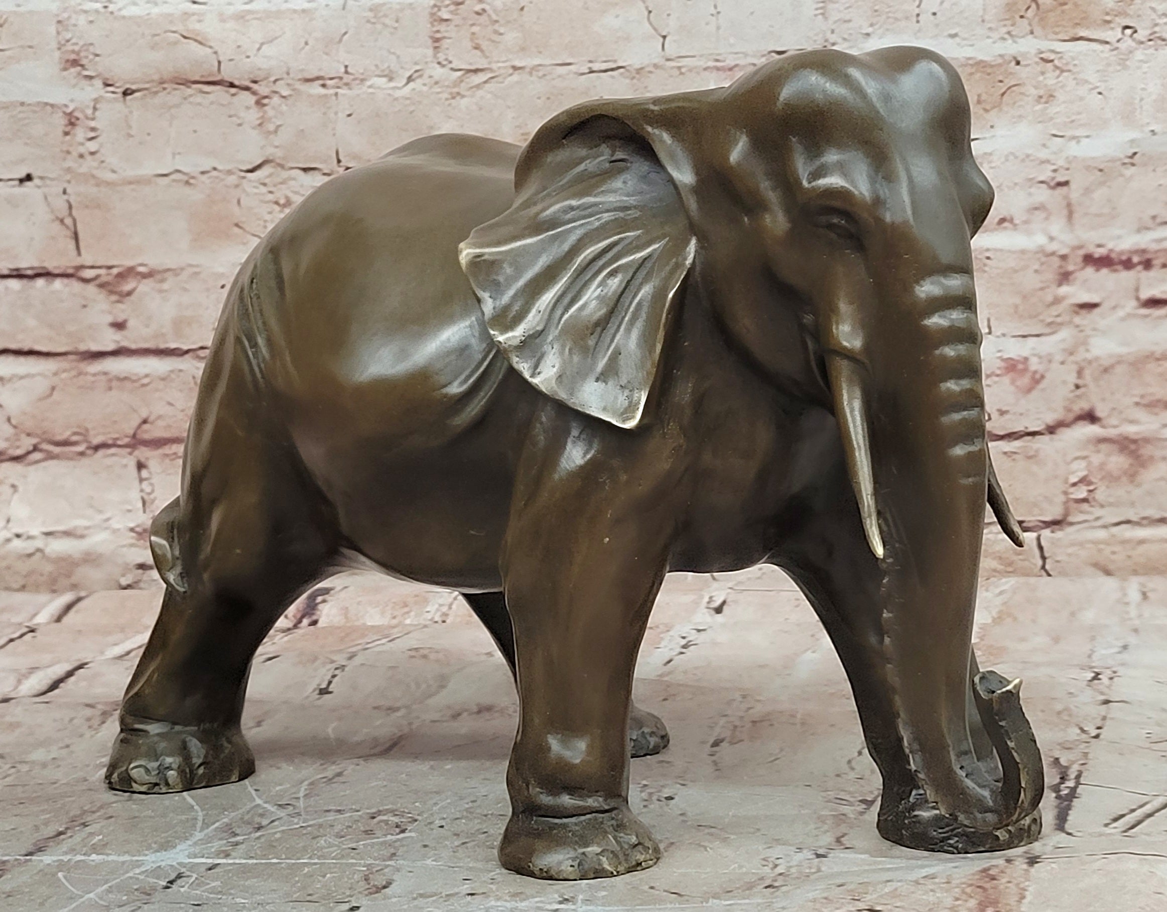Hand Made Signed Juno Bronze Animal Sculpture Elephant Decoration Metal Figurine