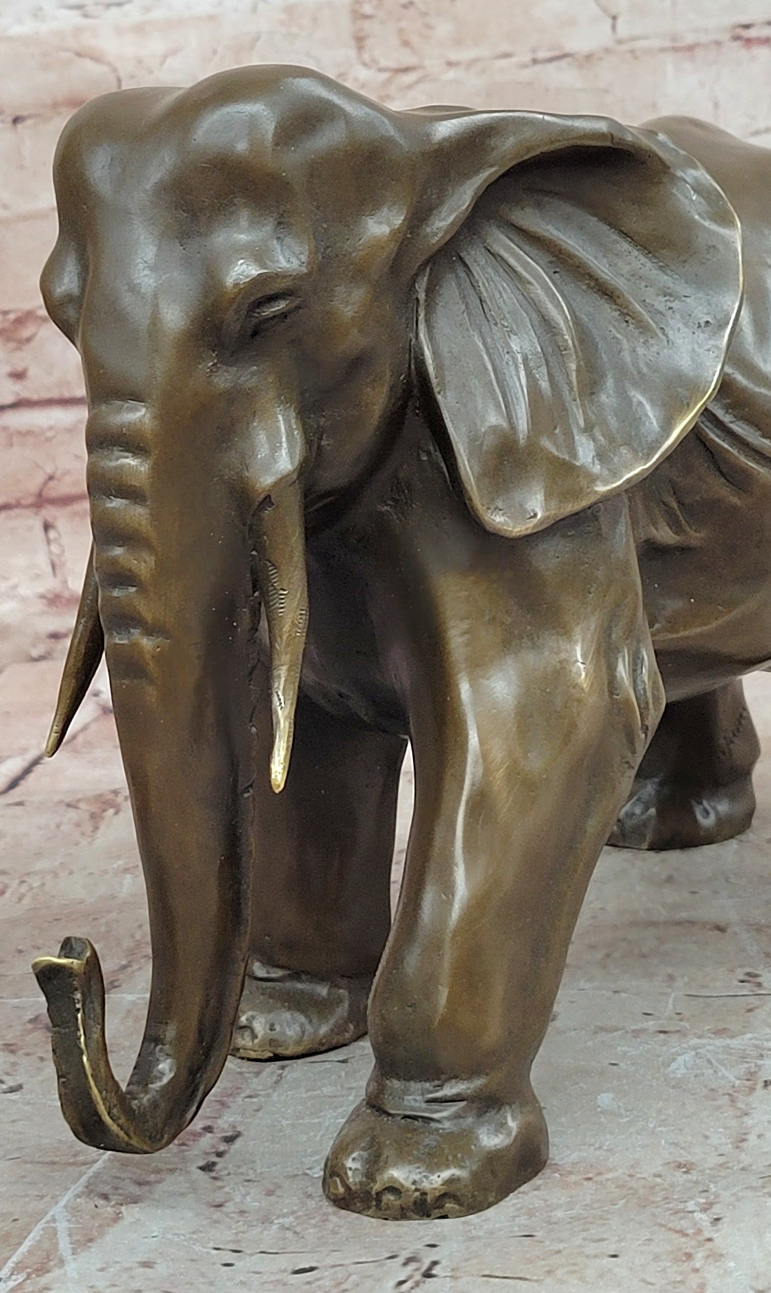 Hand Made Signed Juno Bronze Animal Sculpture Elephant Decoration Metal Figurine