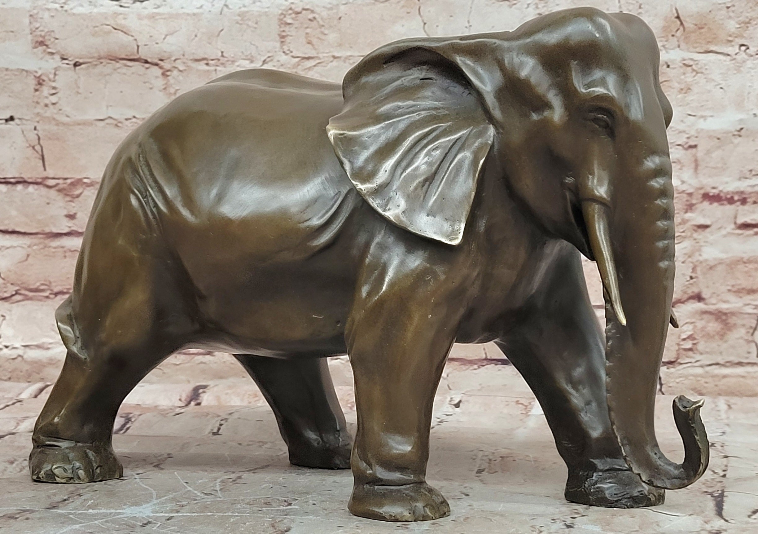 Hand Made Signed Juno Bronze Animal Sculpture Elephant Decoration Metal Figurine