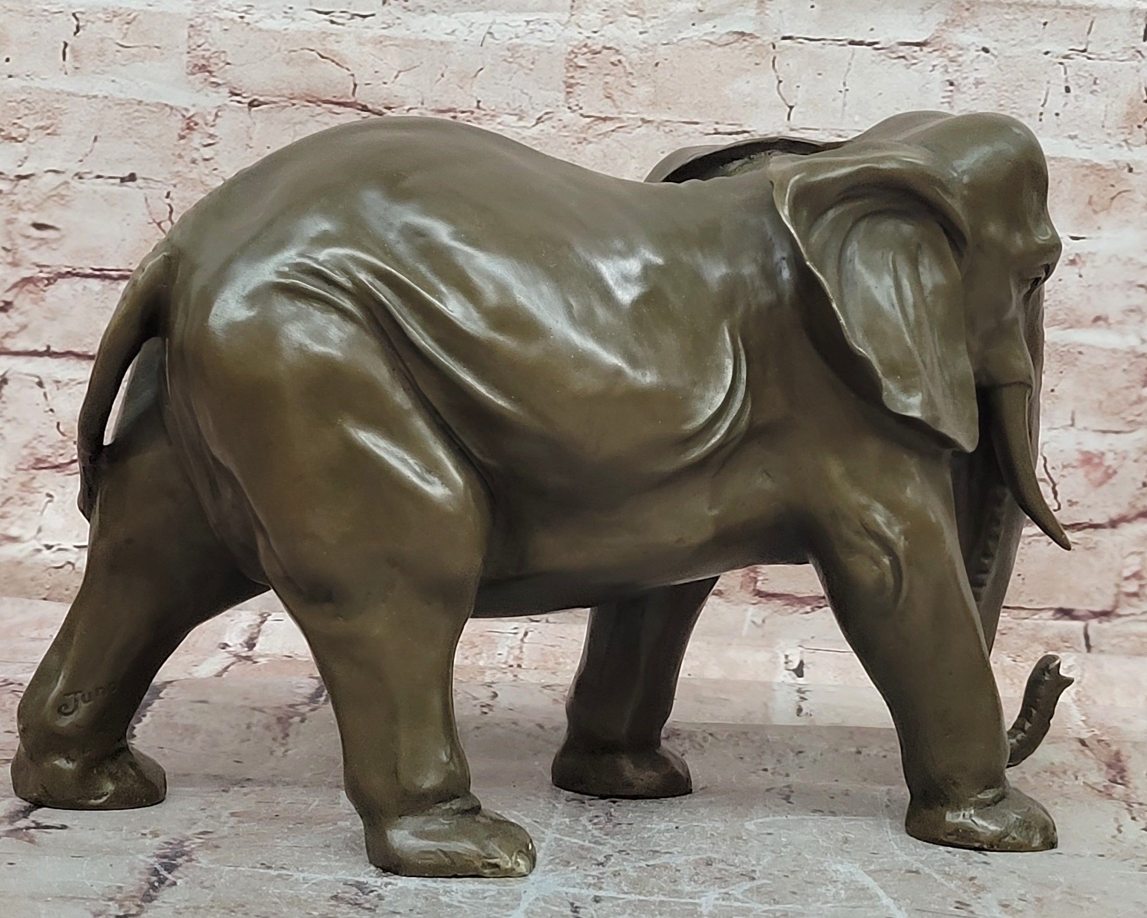 Signed Original Juno Elephant Bronze Sculpture Animal Statue Figurine Figure