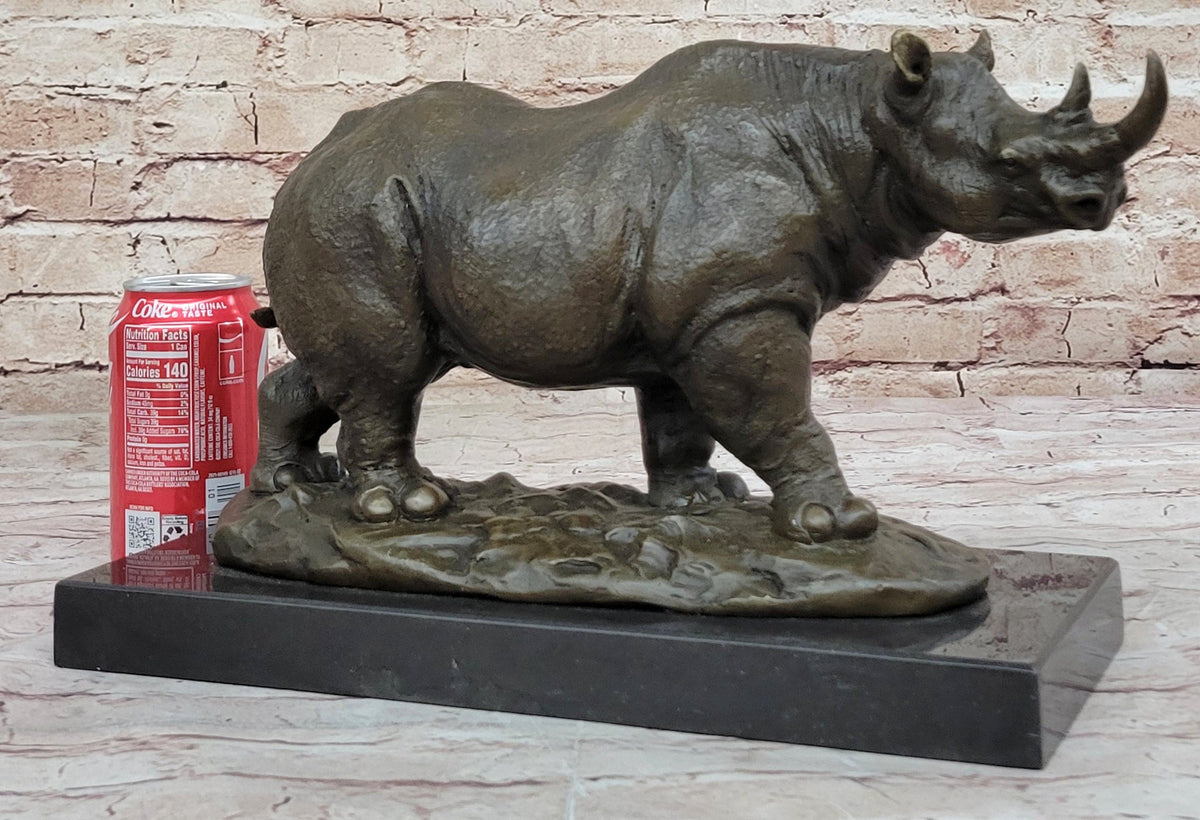 Rhinoceros Rhino Safari Wildlife Bronze Sculpture Signed Art