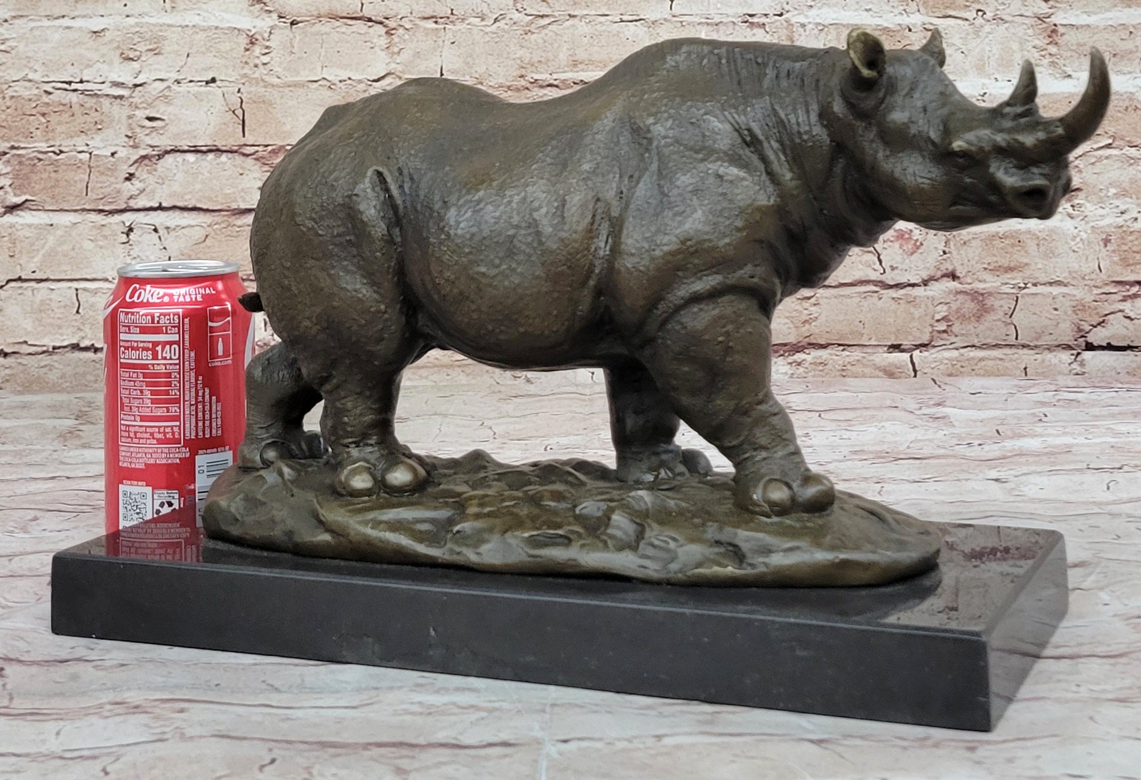 Rhinoceros Rhino Safari Wildlife Bronze Sculpture Signed Art