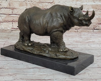 Rhinoceros Rhino Safari Wildlife Bronze Sculpture Signed Art