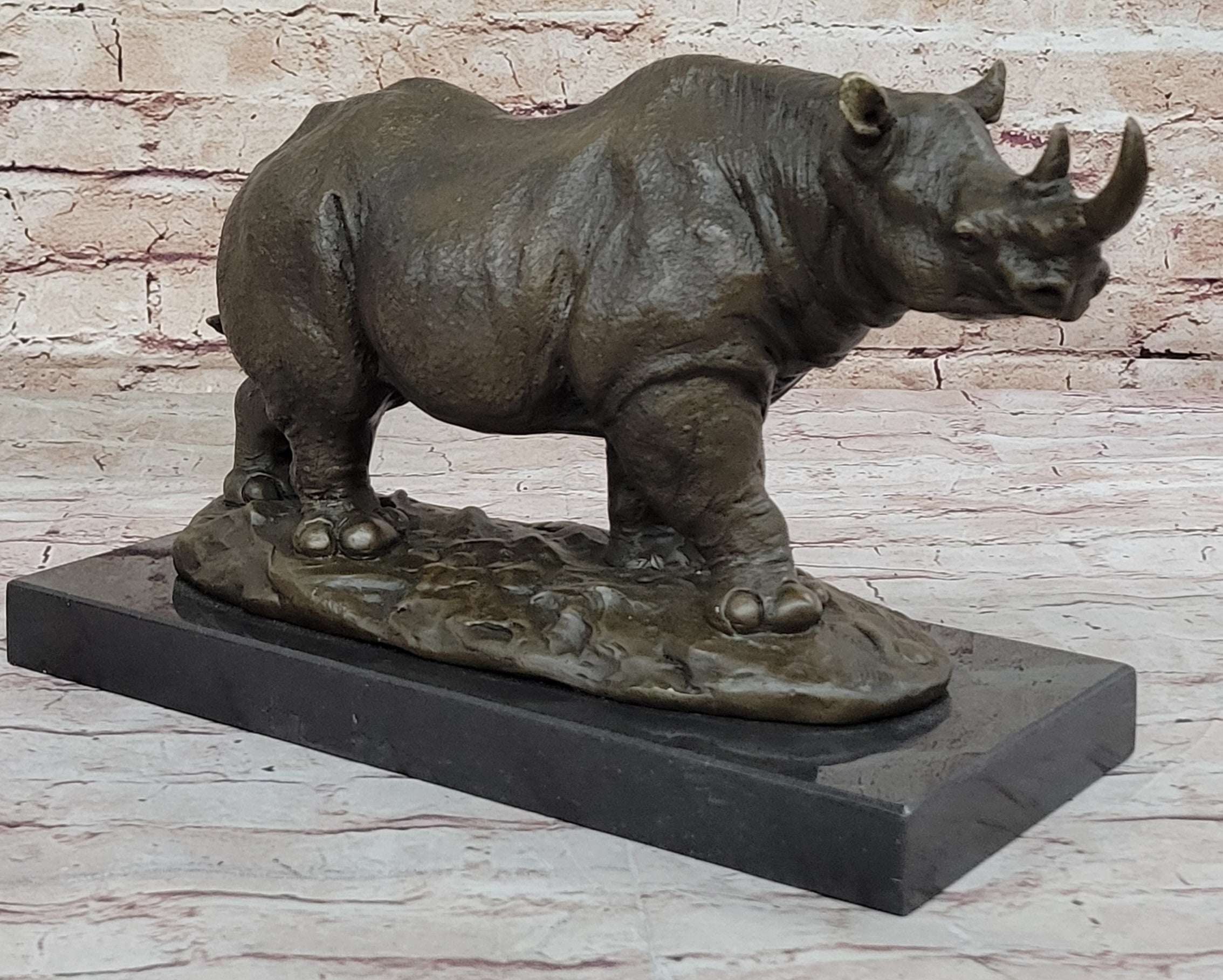 Rhinoceros Rhino Safari Wildlife Bronze Sculpture Signed Art