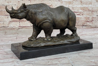 Rhinoceros Rhino Safari Wildlife Bronze Sculpture Signed Art