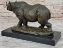 Rhinoceros Rhino Safari Wildlife Bronze Sculpture Signed Art