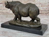 Rhinoceros Rhino Safari Wildlife Bronze Sculpture Signed Art