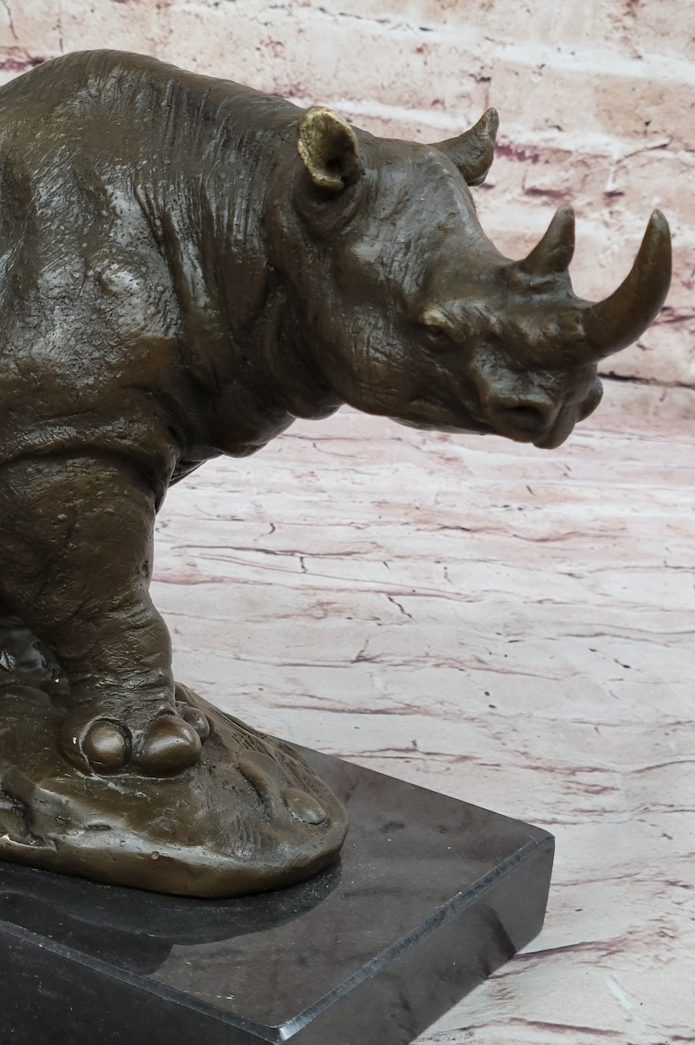 Rhinoceros Rhino Safari Wildlife Bronze Sculpture Signed Art