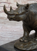 Rhinoceros Rhino Safari Wildlife Bronze Sculpture Signed Art