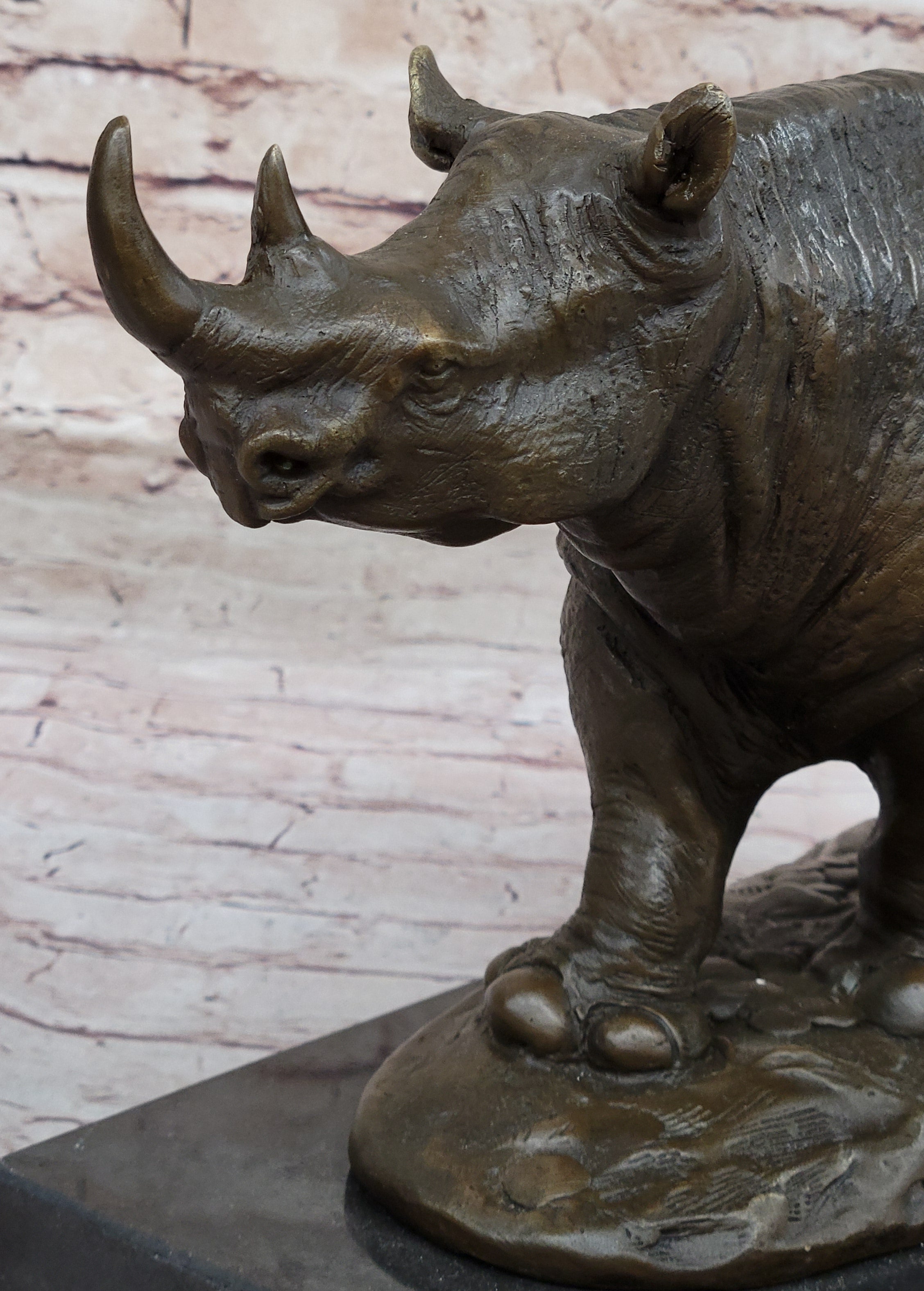 Rhinoceros Rhino Safari Wildlife Bronze Sculpture Signed Art