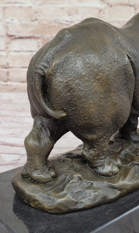Rhinoceros Rhino Safari Wildlife Bronze Sculpture Signed Art