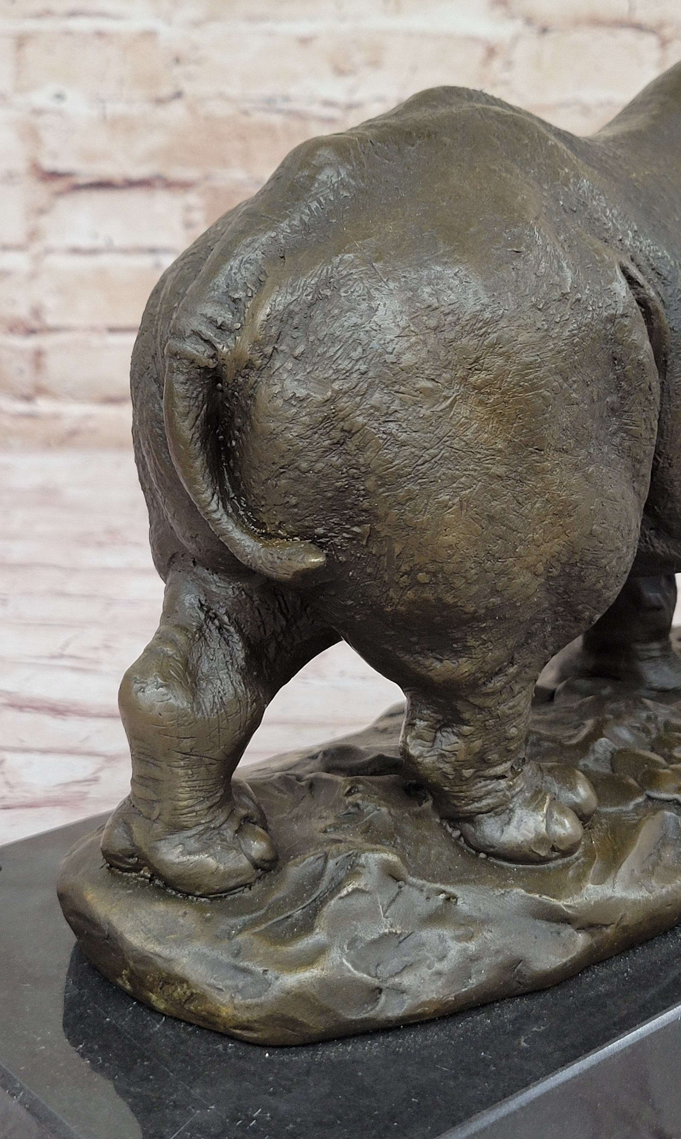 Rhinoceros Rhino Safari Wildlife Bronze Sculpture Signed Art