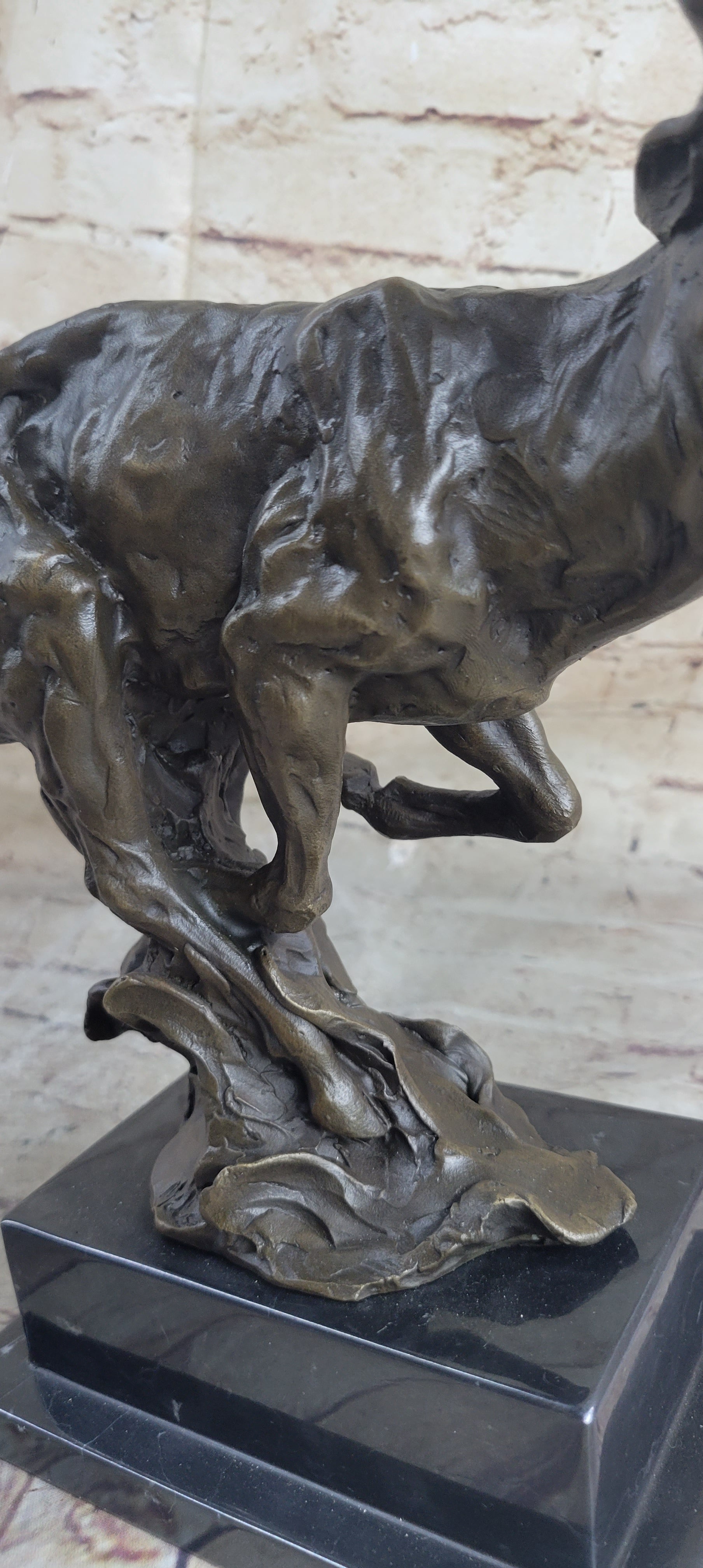 Signed Male Deer Buck Hunting Bronze Sculpture