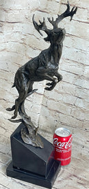 Elk Deer Caribou Stag Buck Jumping Bronze Sculpture