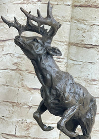 Elk Deer Caribou Stag Buck Jumping Bronze Sculpture