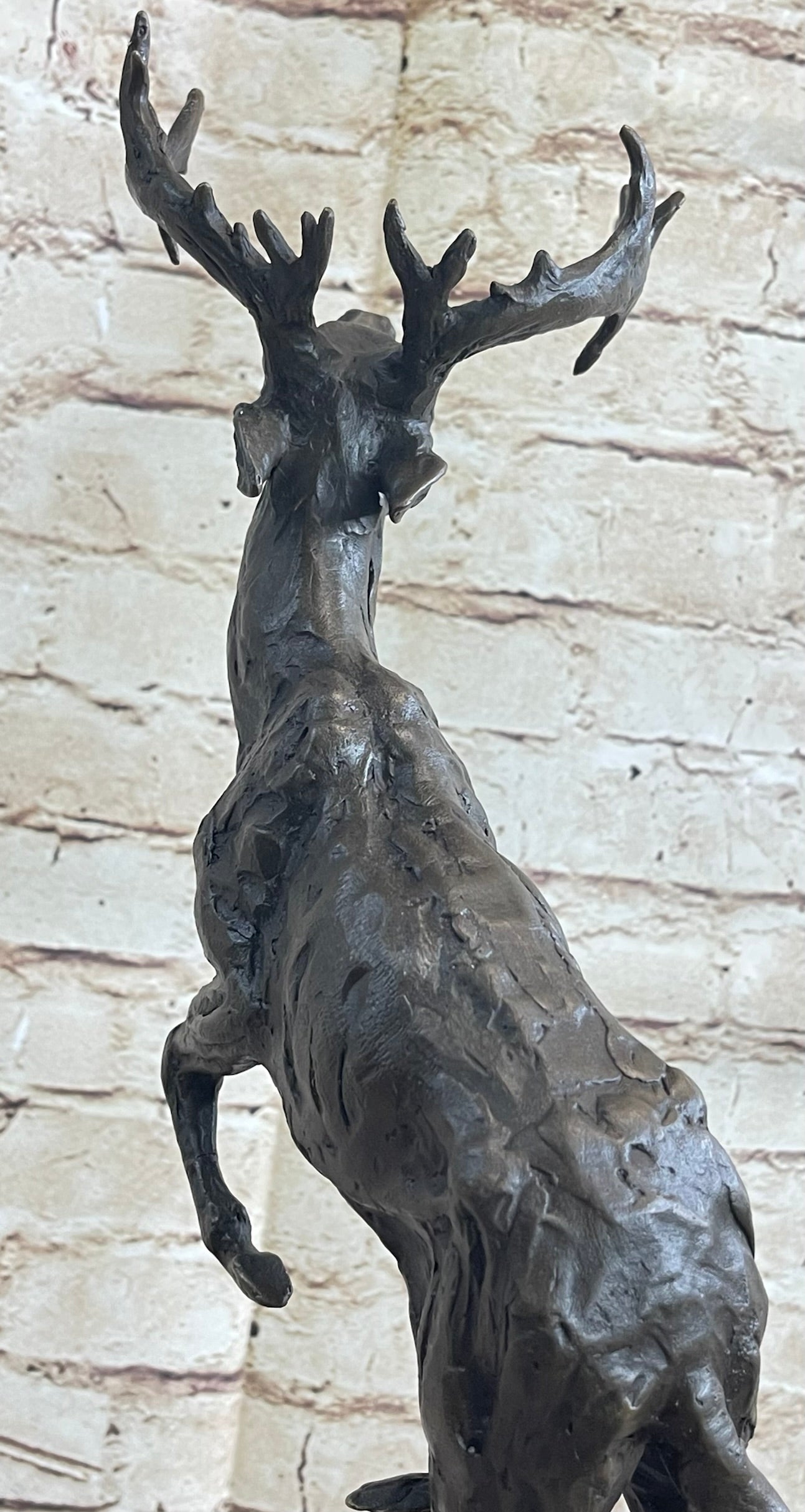 Elk Deer Caribou Stag Buck Jumping Bronze Sculpture