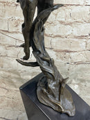 Elk Deer Caribou Stag Buck Jumping Bronze Sculpture