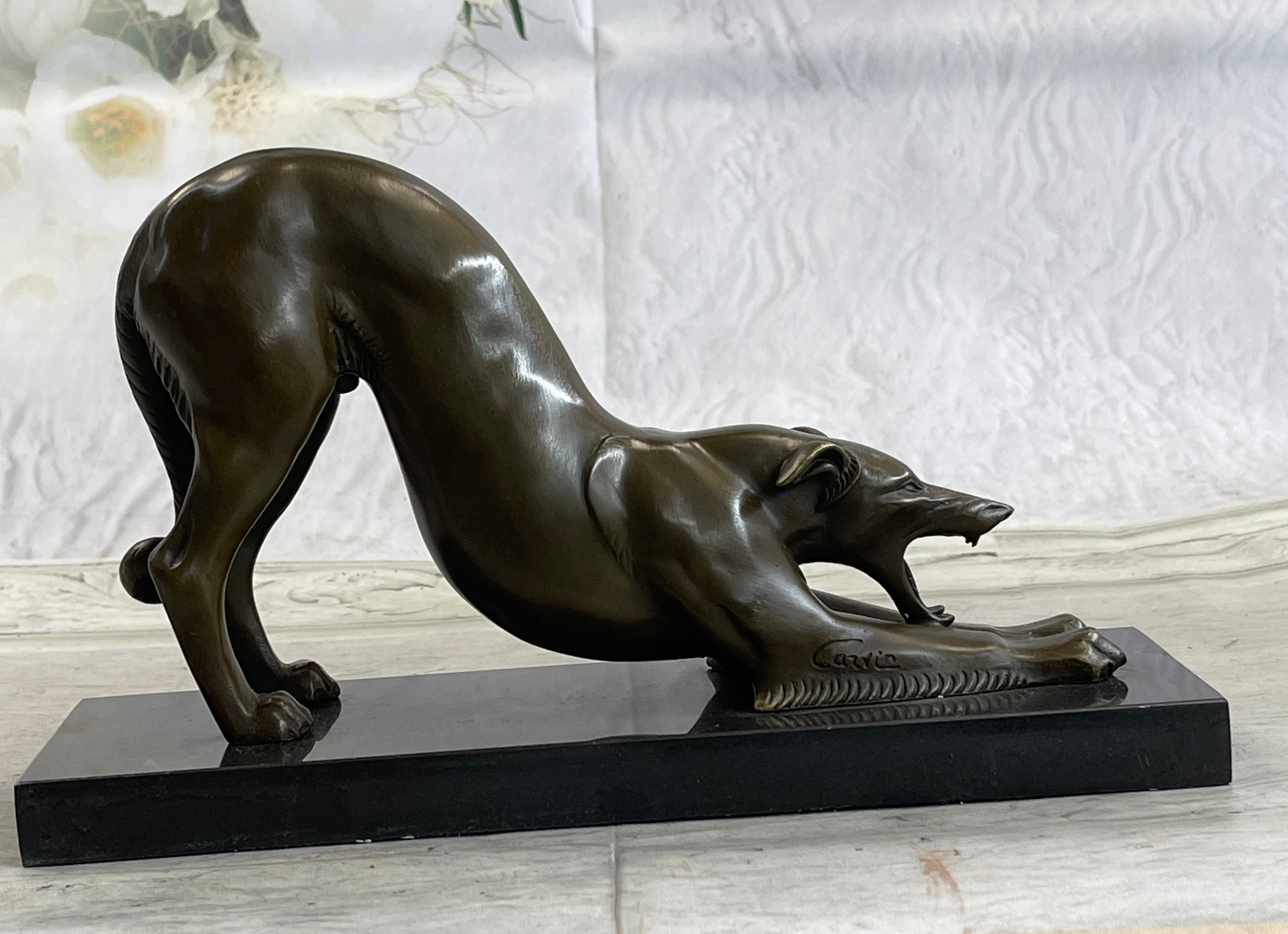 Greyhound or Saluki Racing Dog Bronze Sculpture 6" x 10"