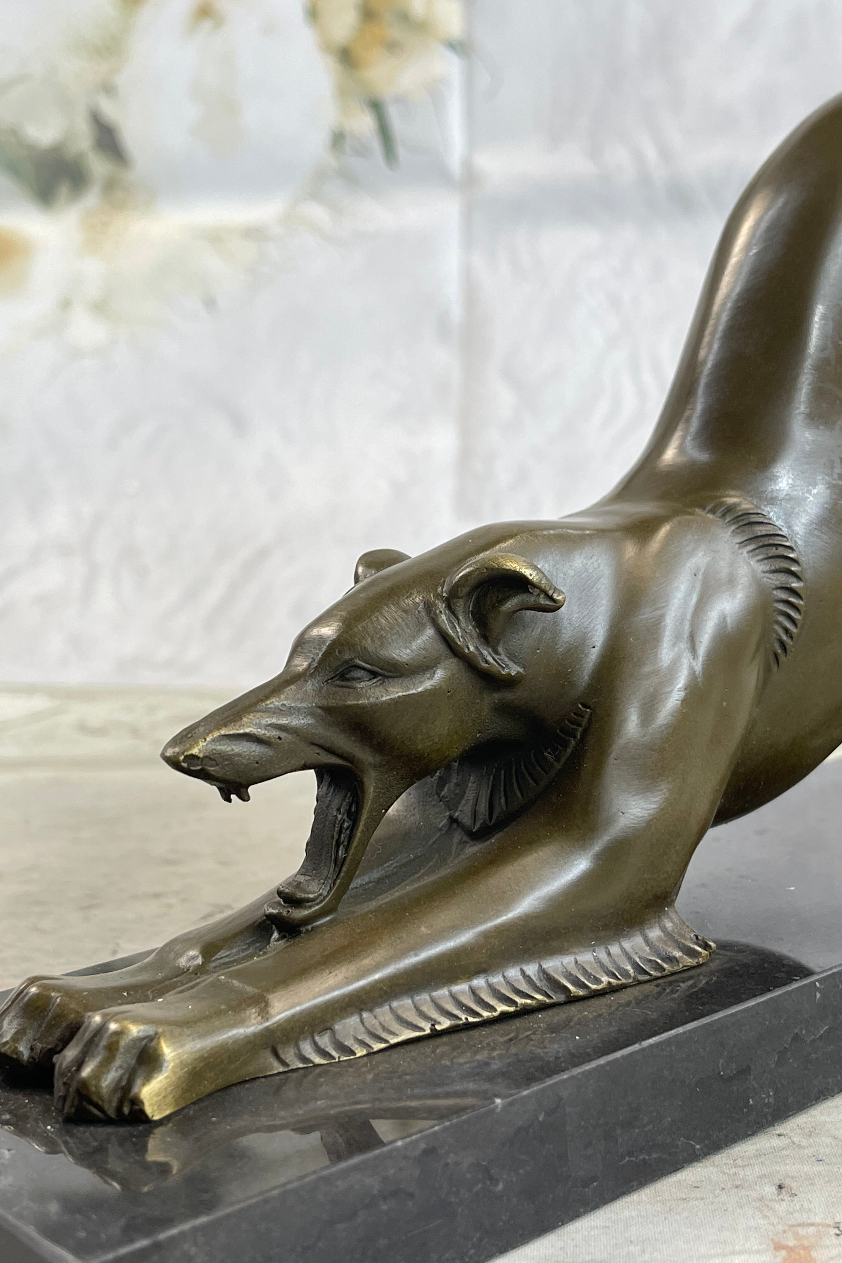 Greyhound or Saluki Racing Dog Bronze Sculpture 6" x 10"