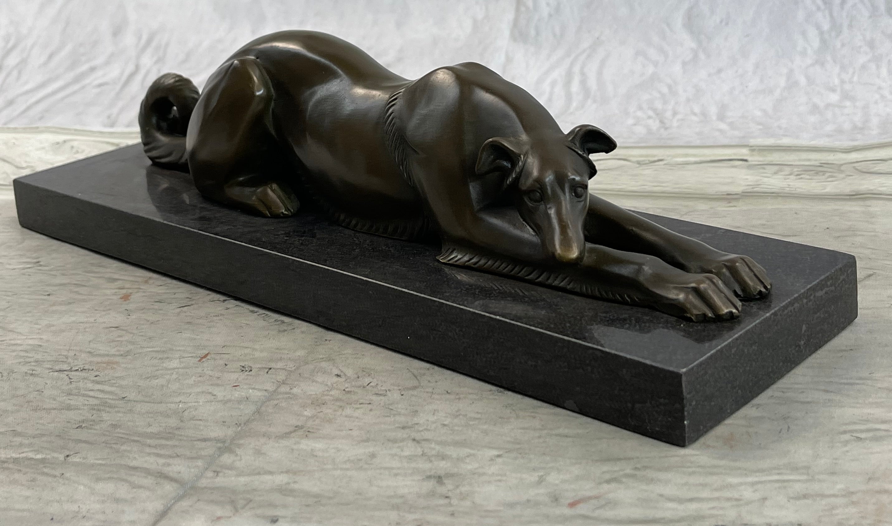 Signed Carvin Greyhound Dog Bronze Art Deco Sculpture