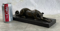 Signed Carvin Greyhound Dog Bronze Art Deco Sculpture