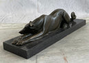 Signed Carvin Greyhound Dog Bronze Art Deco Sculpture