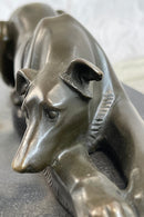 Signed Carvin Greyhound Dog Bronze Art Deco Sculpture