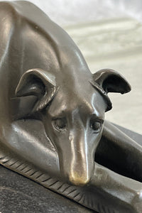 Signed Carvin Greyhound Dog Bronze Art Deco Sculpture