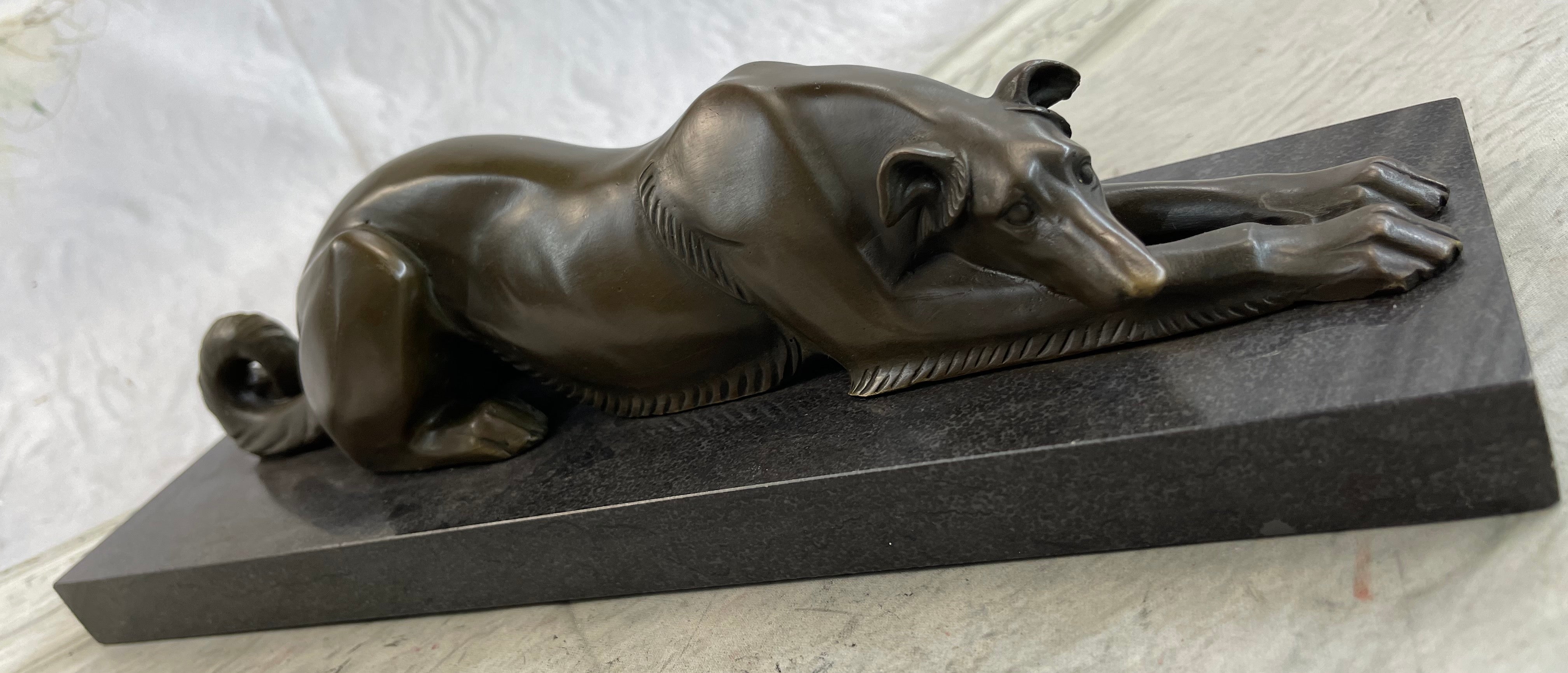 Signed Carvin Greyhound Dog Bronze Art Deco Sculpture