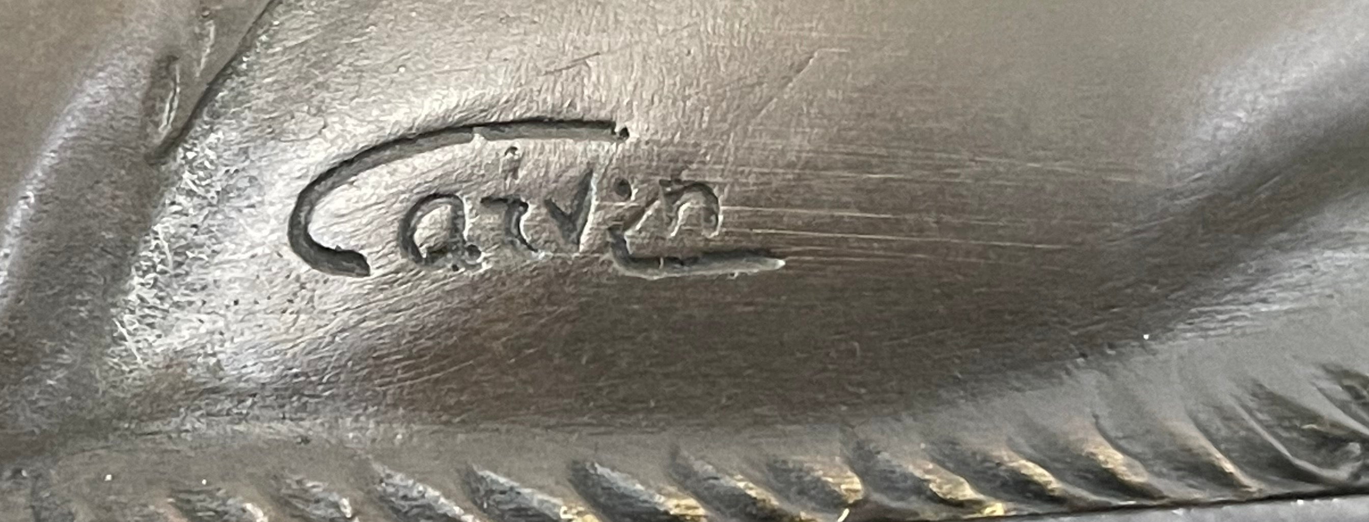 Signed Carvin Greyhound Dog Bronze Art Deco Sculpture