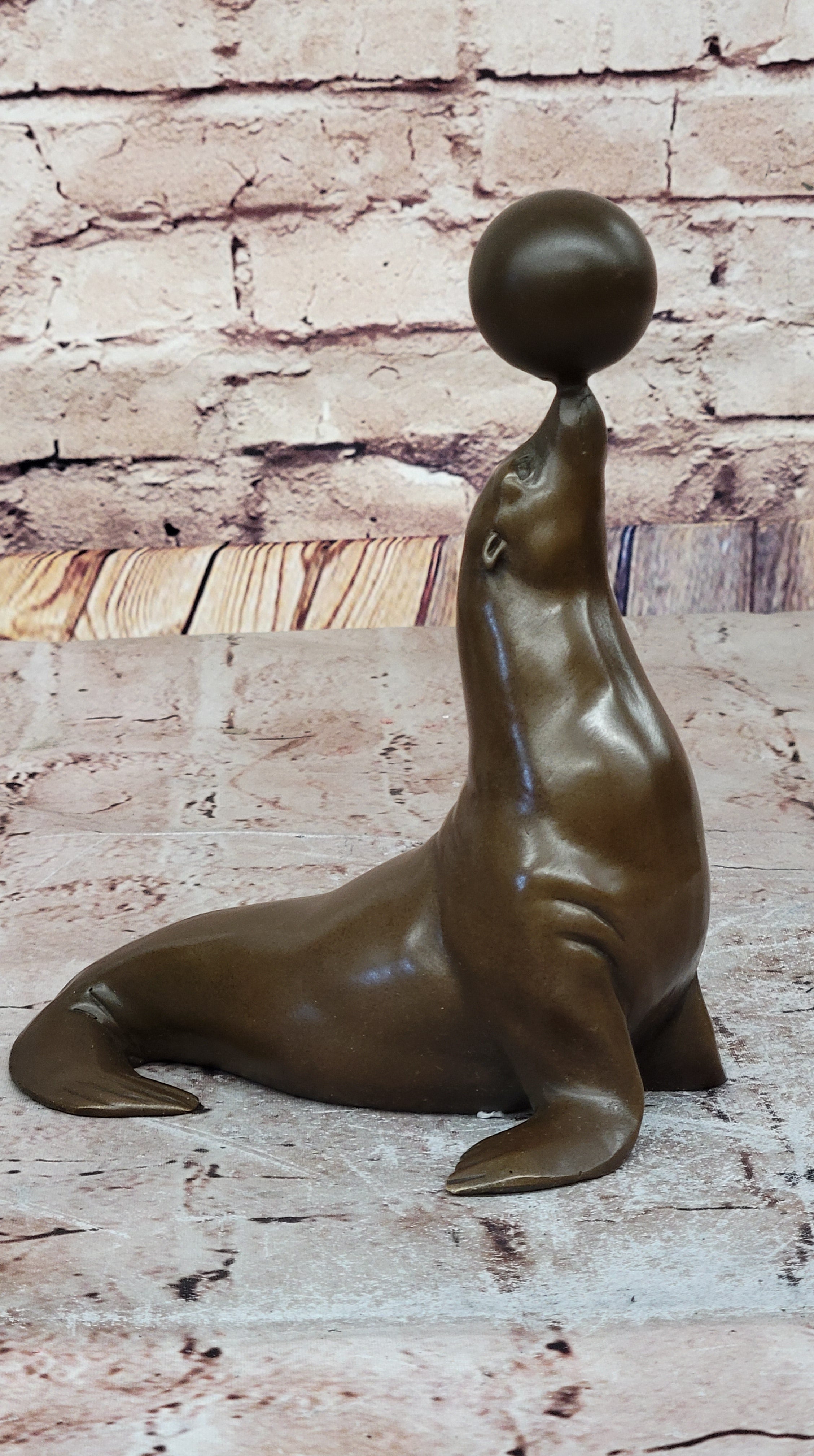 Seal Balancing Ball on Nose - Bronze Sculpture by Milo
