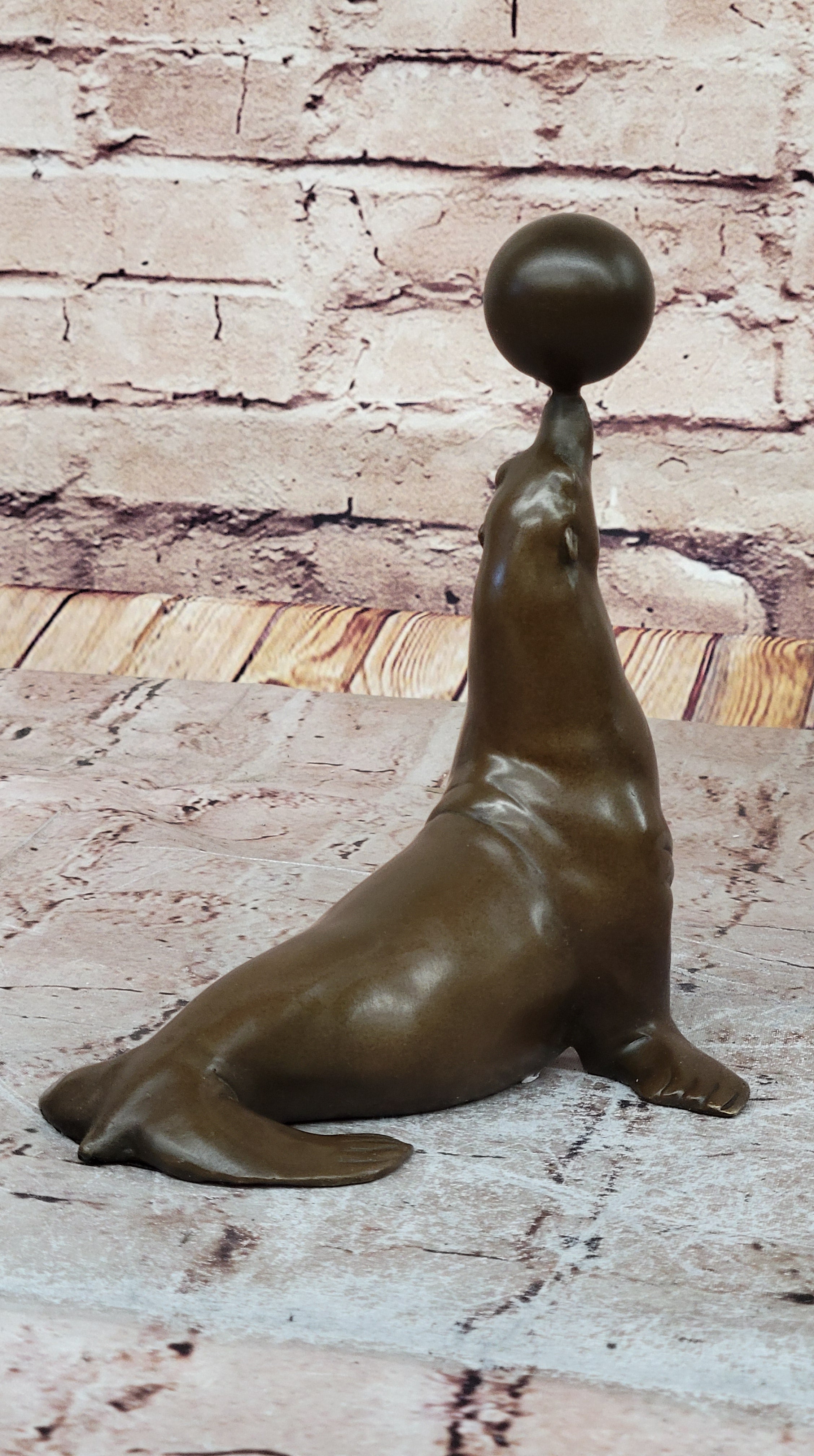 Seal Balancing Ball on Nose - Bronze Sculpture by Milo