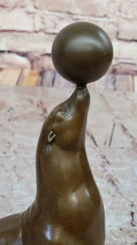 Seal Balancing Ball on Nose - Bronze Sculpture by Milo