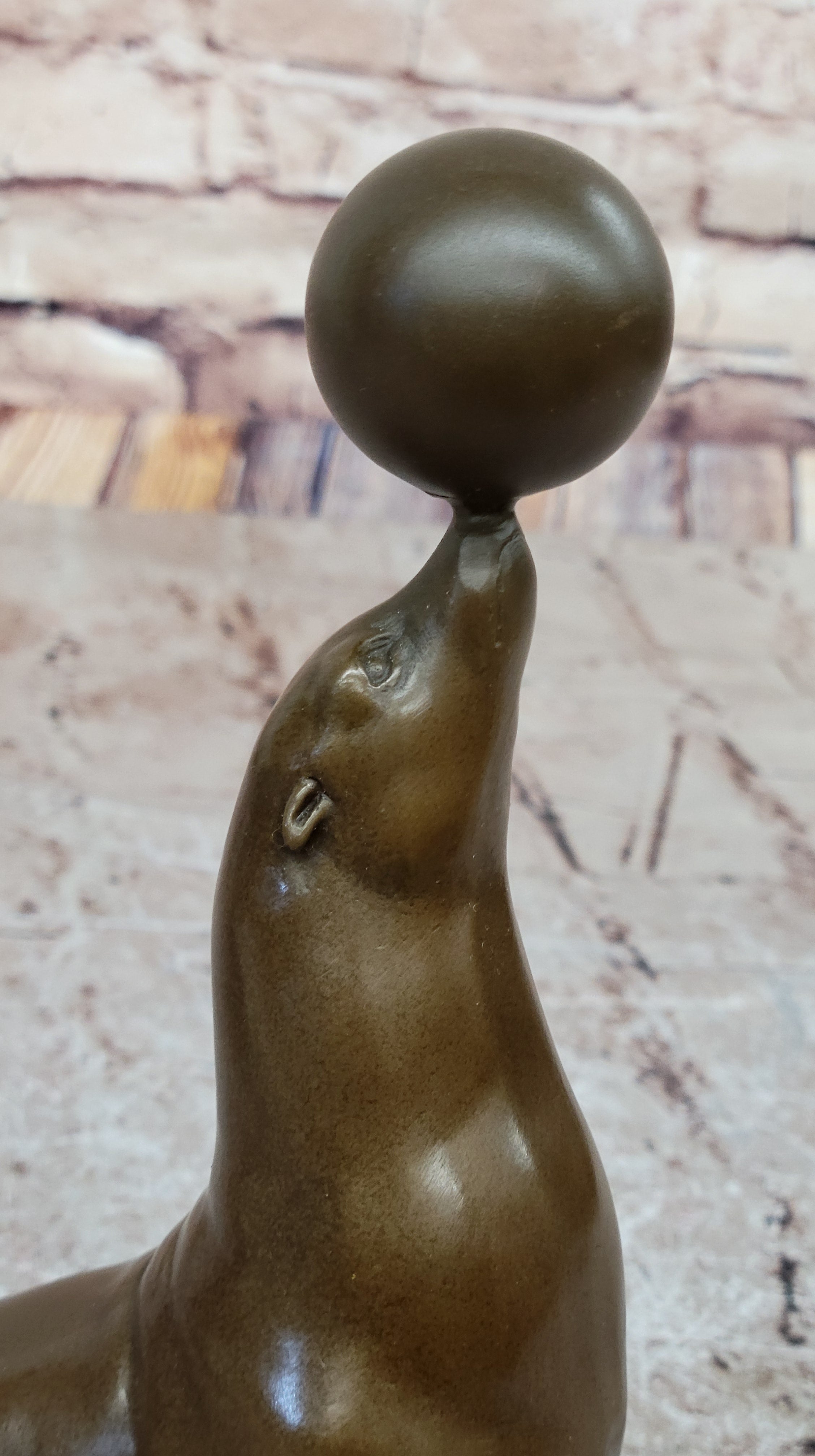 Seal Balancing Ball on Nose - Bronze Sculpture by Milo