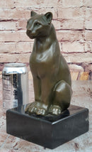 Panther Puma Cougar Cat Bronze Sculpture on Marble Base